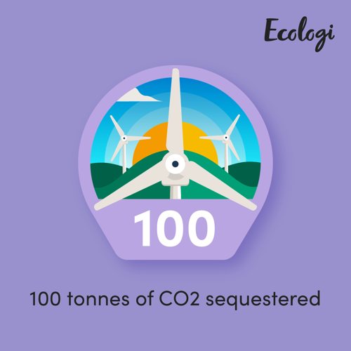 100 tonnes of CO2 sequestered